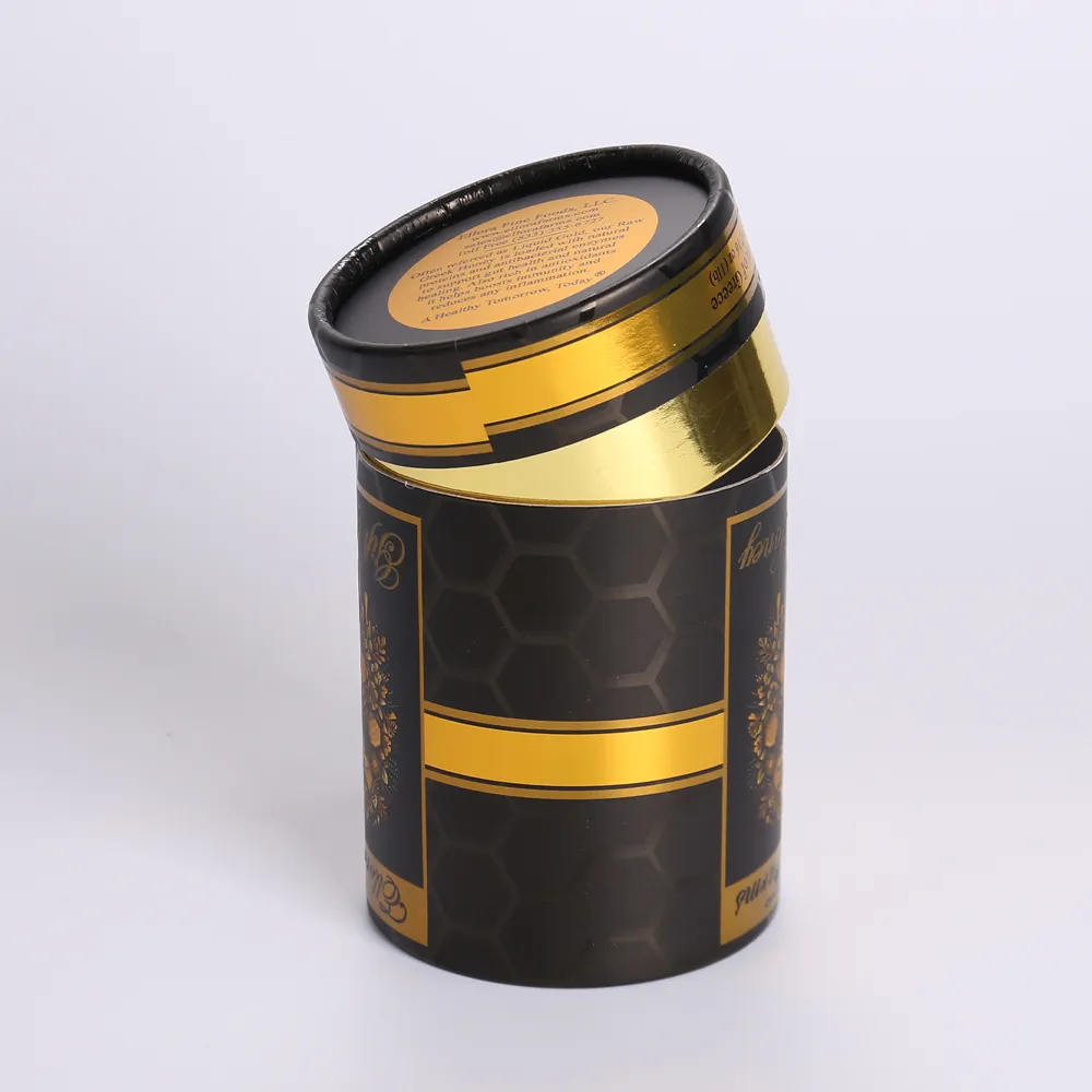 Black and Gold Honeycomb Cylindrical Paper Tube Packaging