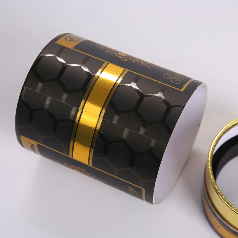 Black and Gold Honeycomb Cylindrical Paper Tube Packaging - alternate view