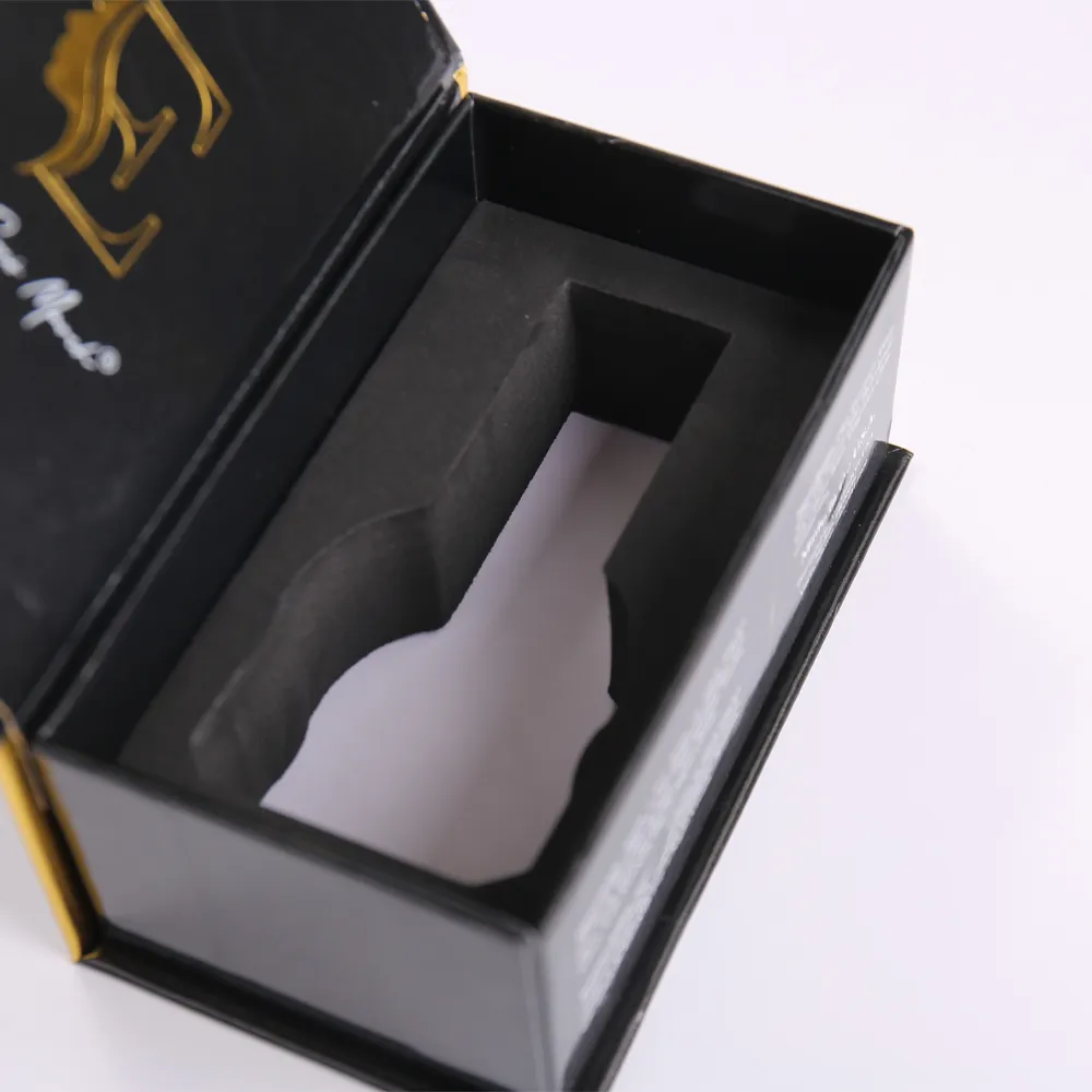 Black and Gold Honeycomb Magnetic Flip-Top Serum Box with Foam Insert