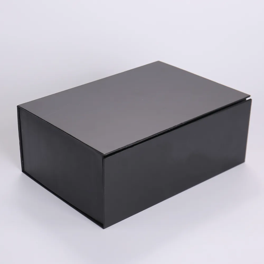 Black Magnetic Flip-Top Rigid Box with Custom Yellow Foam Insert