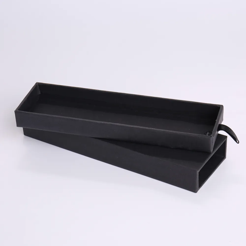 Black Matte Rectangular Drawer Box with Ribbon Pull - alternate view
