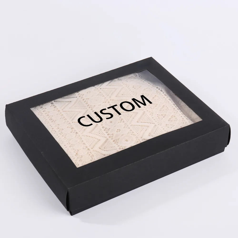 Black Matte Rectangular Lid and Base Box with PVC Window