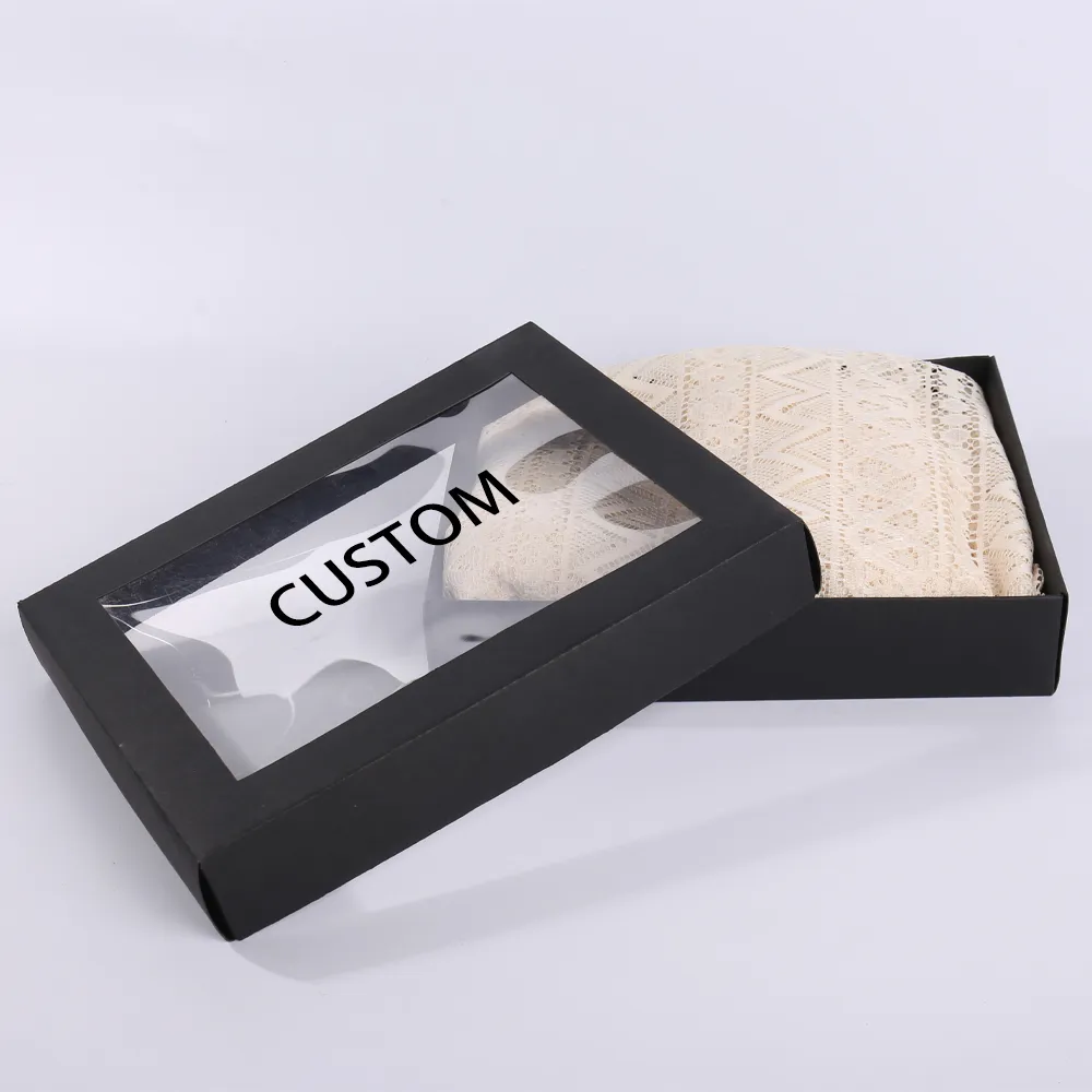 Black Matte Rectangular Lid and Base Box with PVC Window - alternate view